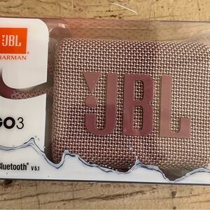 New JBL GO 3 Bluetooth Speaker in Light Pink